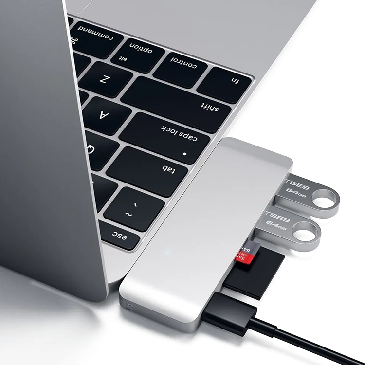 Хаб Satechi Type-C Pass-through USB HUB для Macbook 12" Серебро - фото 6 - id-p226741183