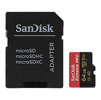 Карта памяти SanDisk Extreme Pro microSDXC 64Gb UHS-I U3 + SD Adapter