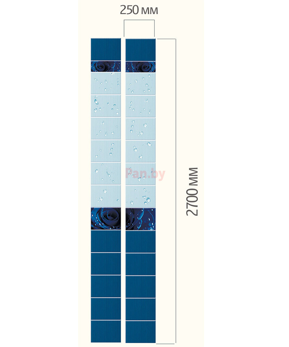 Панель ПВХ (пластиковая) с фотопечатью Кронапласт Unique Капли росы синий 2700*250*8 - фото 3 - id-p36776080