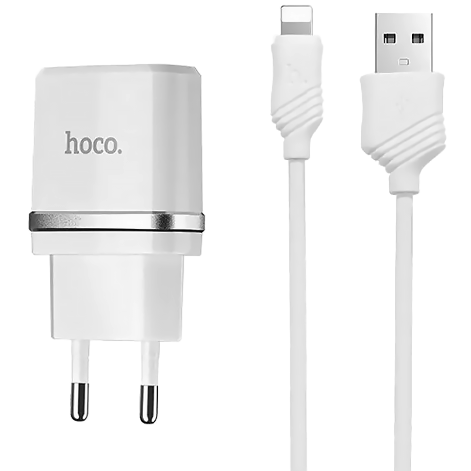 Сетевой адаптер HOCO C12 Smart Белый + кабель Lightning 1м
