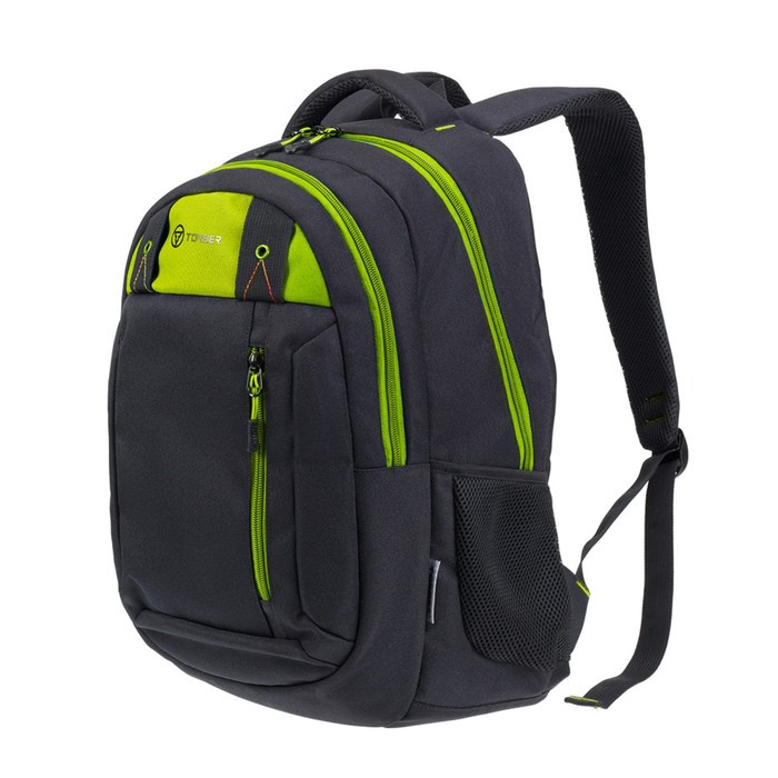 Рюкзак молодежный 45 х 32 х 16 см, эргономичная спинка, + мешок, TORBER CLASS X, чёрный/зелёный - фото 2 - id-p227204037