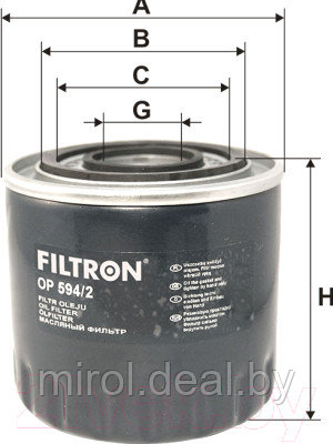 Масляный фильтр Filtron OP594/2 - фото 2 - id-p227204937