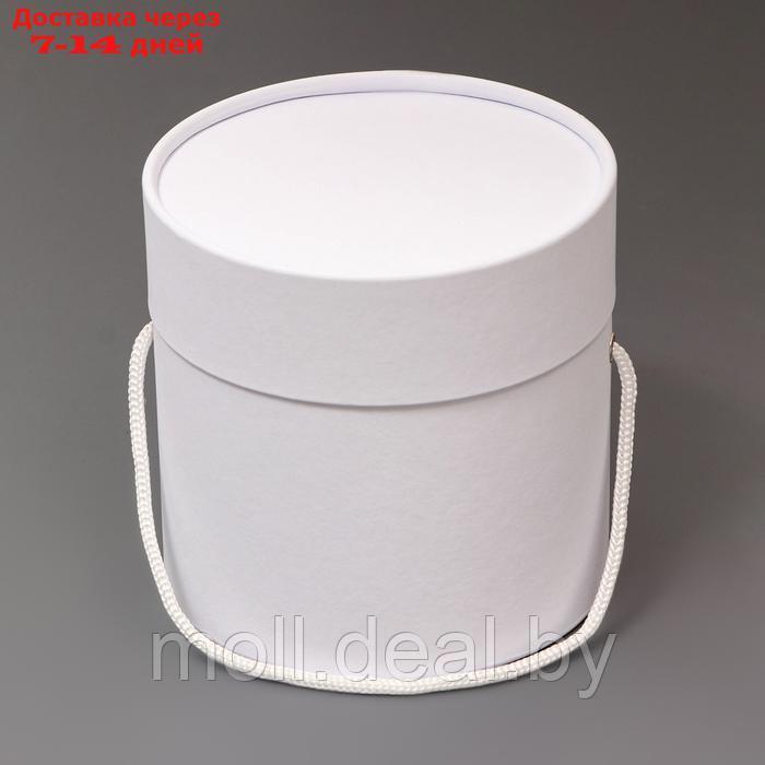 Подарочная коробка, круглая, белая,с шнурком, 12 х 12 см - фото 1 - id-p226884163