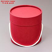 Подарочная коробка, круглая, бордовая,с шнурком, 12 х 12 см