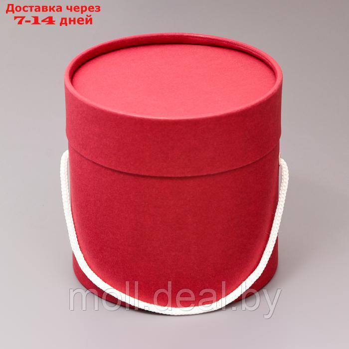 Подарочная коробка, круглая, бордовая,с шнурком, 12 х 12 см - фото 1 - id-p226884167