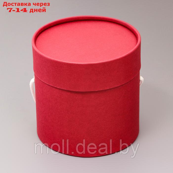 Подарочная коробка, круглая, бордовая,с шнурком, 12 х 12 см - фото 2 - id-p226884167