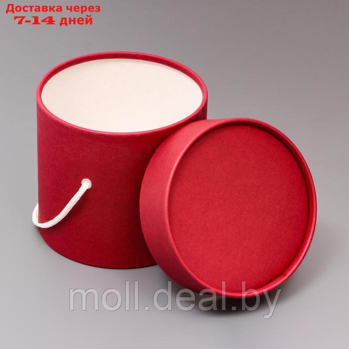 Подарочная коробка, круглая, бордовая,с шнурком, 12 х 12 см - фото 3 - id-p226884167