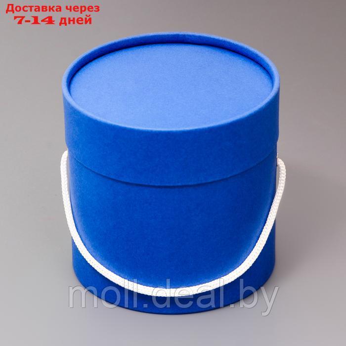 Подарочная коробка, круглая, синяя,с шнурком, 12 х 12 см - фото 1 - id-p226884173