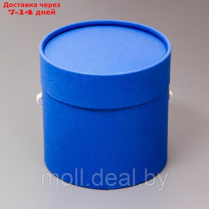 Подарочная коробка, круглая, синяя,с шнурком, 12 х 12 см - фото 2 - id-p226884173