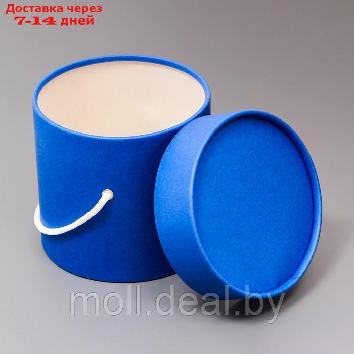 Подарочная коробка, круглая, синяя,с шнурком, 12 х 12 см - фото 3 - id-p226884173