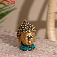 Сувенир "Голова Будды" латунь, камень 8 см