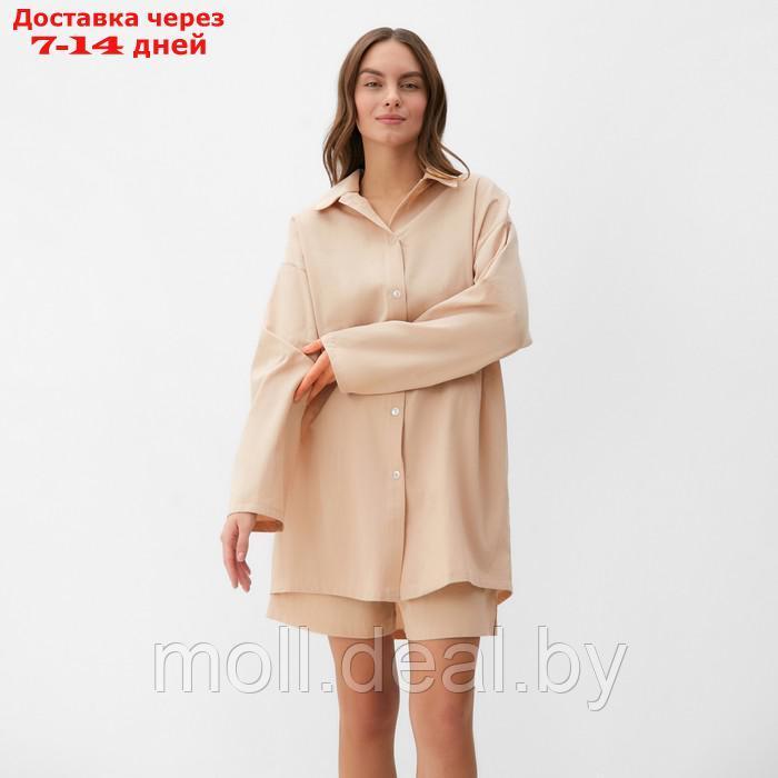 Комплект женский (рубашка, шорты) KAFTAN размер 48-50, бежевый - фото 1 - id-p226886119