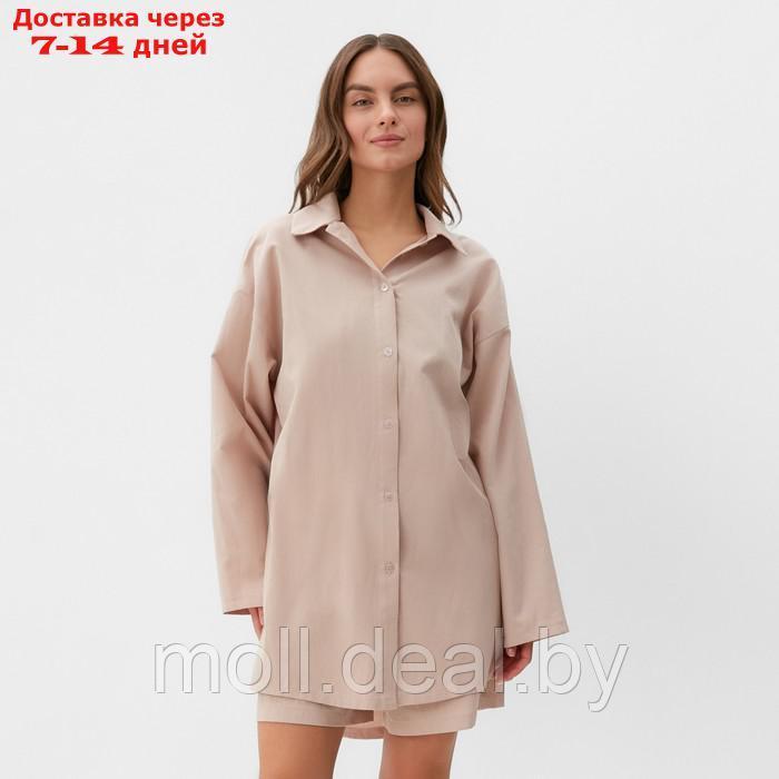 Комплект женский (рубашка, шорты) KAFTAN размер 48-50, бежевый - фото 3 - id-p226886119