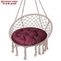 Подушка круглая на кресло непромокаемая D60 см, цвет бордо файберфлекс, грета20%, пэ80%