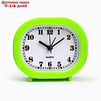 Часы - будильник настольные "Классика" на ножках, дискретный ход, 10 х 8.5 см, АА, зеленые
