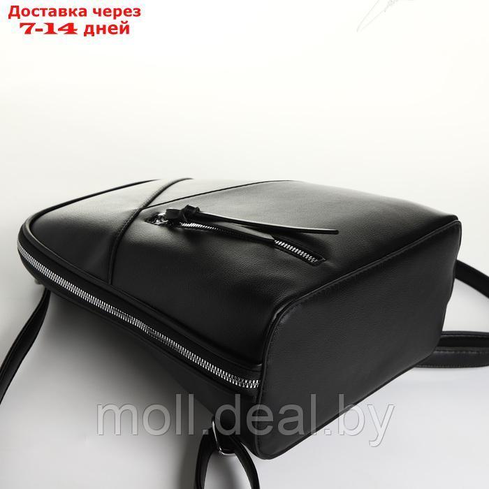Рюкзак городской из искусственной кожи на молнии, цвет чёрный - фото 3 - id-p226887110