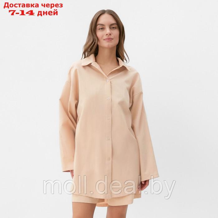 Комплект женский (рубашка, шорты) KAFTAN размер 44-46, бежевый - фото 3 - id-p226886132
