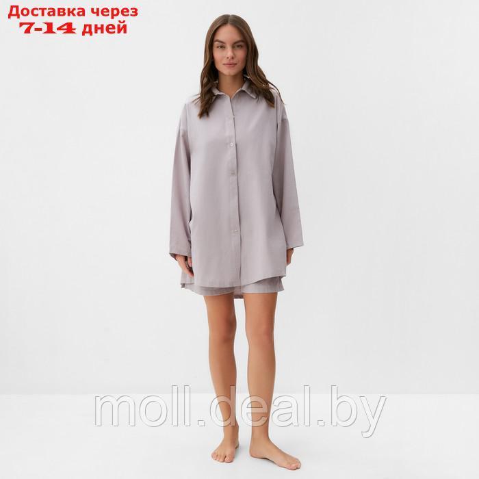 Комплект женский (рубашка, шорты) KAFTAN размер 40-42, серый - фото 5 - id-p226886134