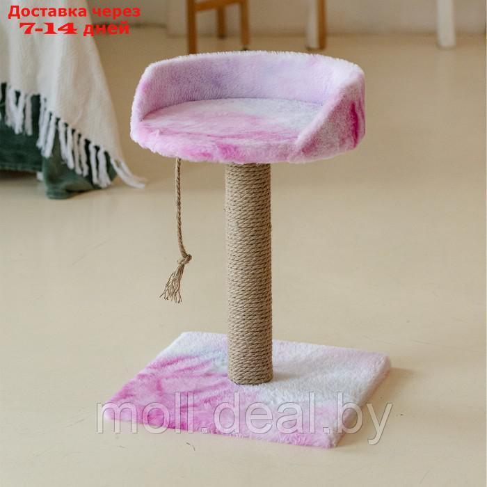 Столбик-когтеточка с лежаком, 35 х 35 х 50 см, розово-белая - фото 3 - id-p226888103