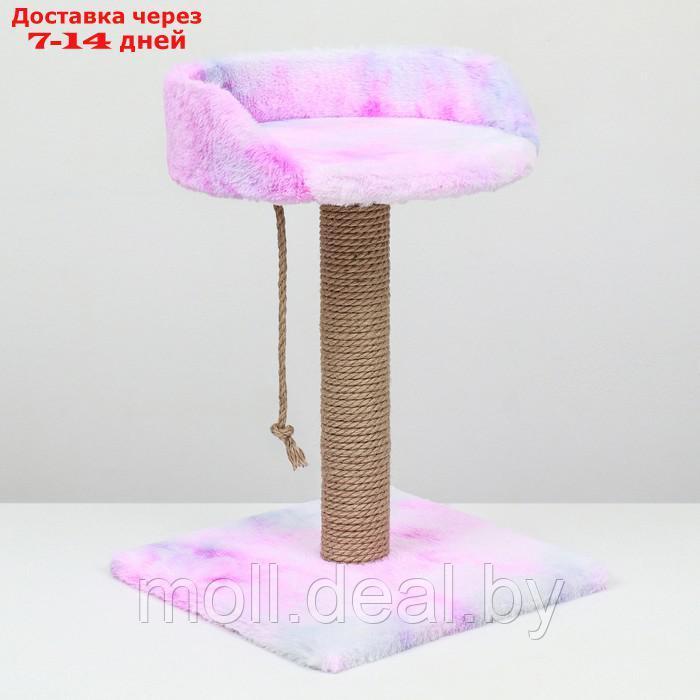 Столбик-когтеточка с лежаком, 35 х 35 х 50 см, розово-белая - фото 4 - id-p226888103