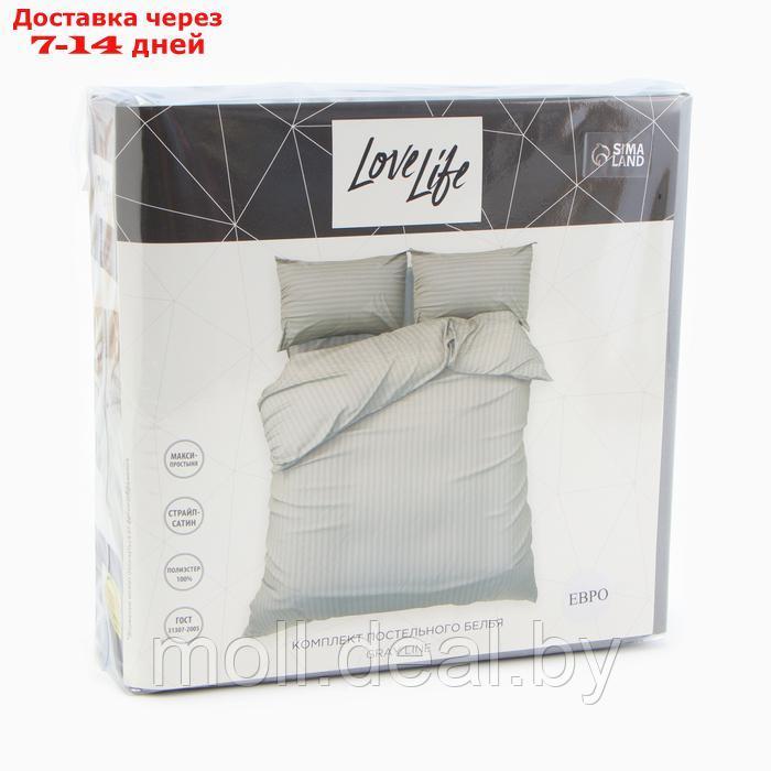 Комплект постельного белья LoveLife евро Gray line 200*217 см, 230*240 см, 50*70 см -2 шт, страйп-сатин, - фото 5 - id-p226889127