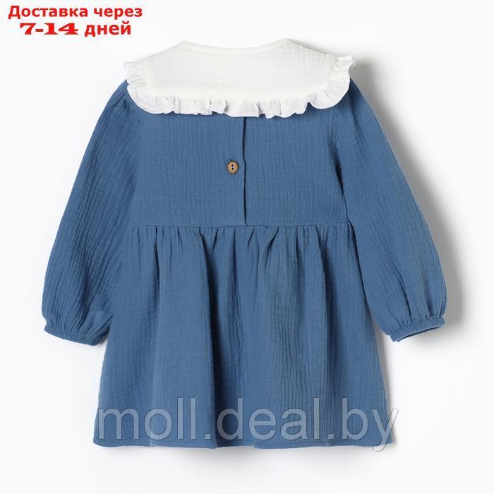 Платье с воротничком Крошка Я Муслин, 80-86, темно-синий - фото 6 - id-p226885264