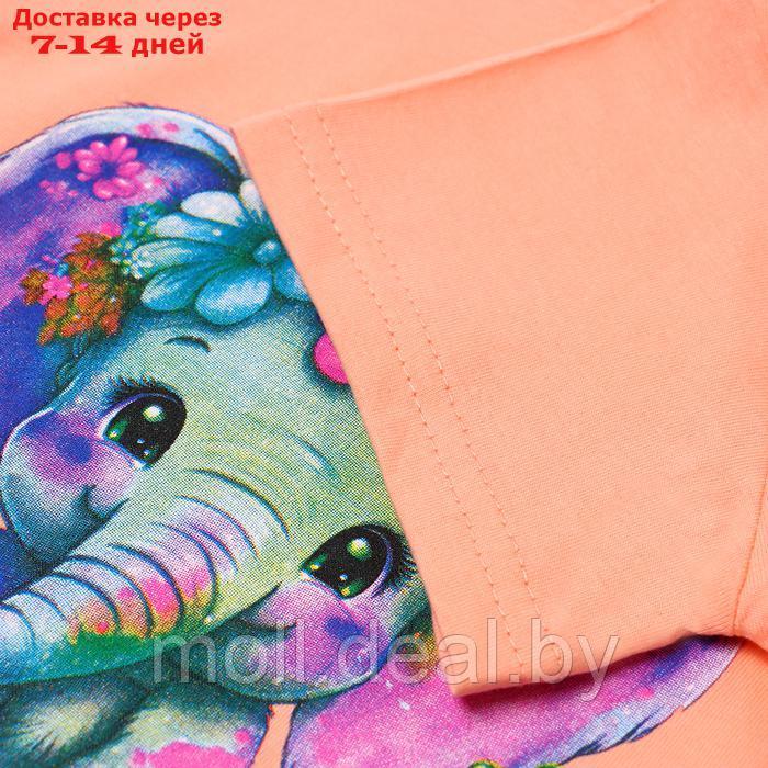 Комплект для девочки, цвет персиковый/слонёнок, рост 122 (7 лет) - фото 3 - id-p226885272