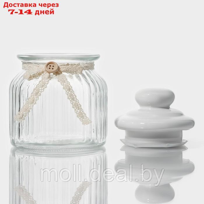 Банка стеклянная для сыпучих продуктов с керамической крышкой Доляна "Варенье", 600 мл, 11×15,5 см - фото 3 - id-p227076470