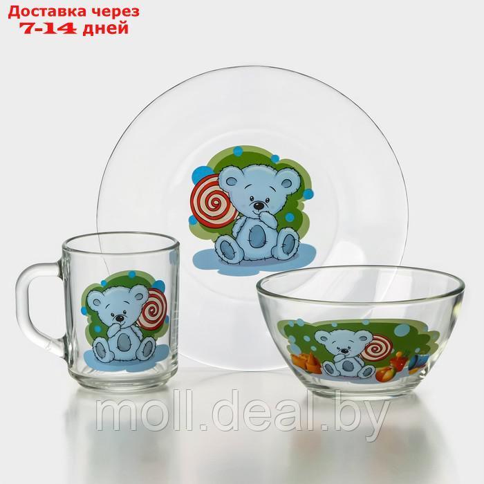 Набор детской стеклянной посуды "Мишки", 3 предмета - фото 1 - id-p226885275
