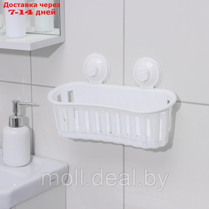 Держатель для ванных принадлежностей на вакуммных присосках, 30×11×9 см, цвет белый - фото 1 - id-p227078463