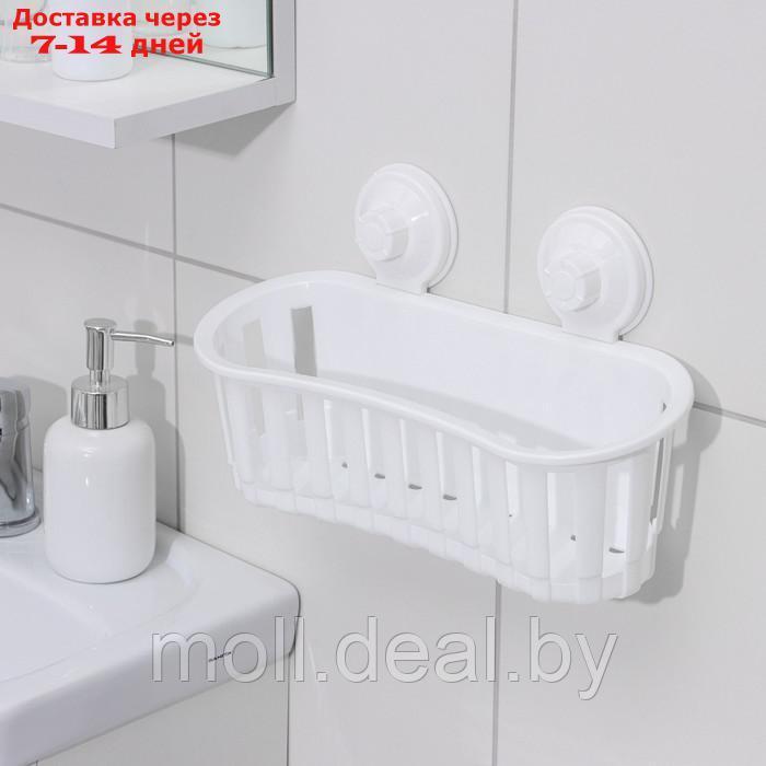 Держатель для ванных принадлежностей на вакуммных присосках, 30×11×9 см, цвет белый - фото 2 - id-p227078463