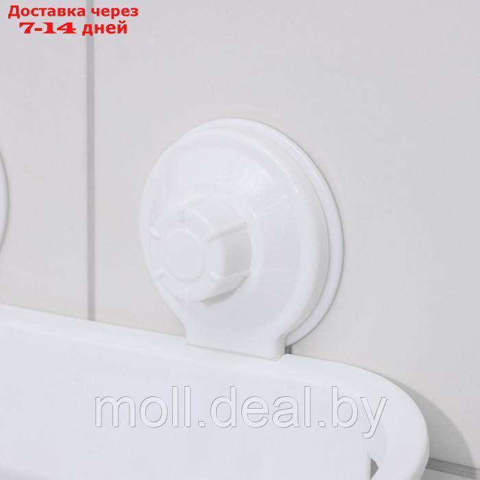 Держатель для ванных принадлежностей на вакуммных присосках, 30×11×9 см, цвет белый - фото 3 - id-p227078463