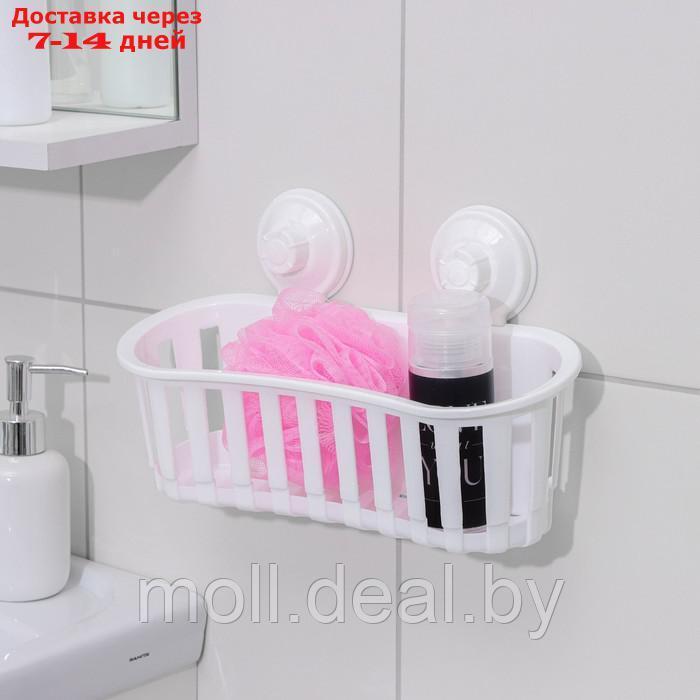 Держатель для ванных принадлежностей на вакуммных присосках, 30×11×9 см, цвет белый - фото 4 - id-p227078463