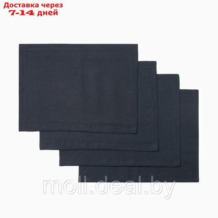 Набор салфеток Этель Linen collection 30х40 см - 4 шт,темно-синий, 100% лён 170 г/м2 - фото 1 - id-p226889190
