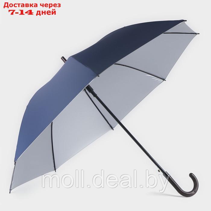 Зонт - трость полуавтоматический "Однотонный", 8 спиц, R = 61 см, цвет синий - фото 4 - id-p226887245