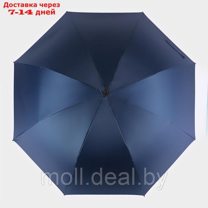 Зонт - трость полуавтоматический "Однотонный", 8 спиц, R = 61 см, цвет синий - фото 5 - id-p226887245