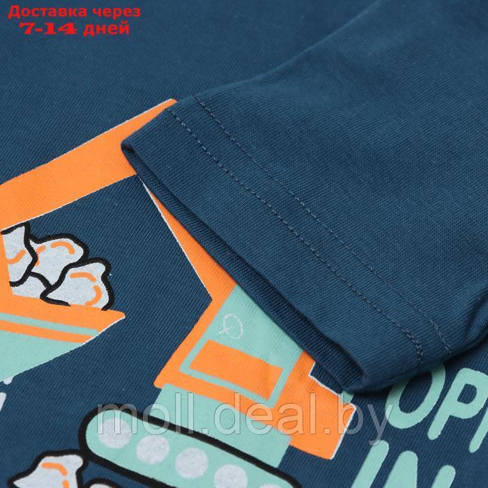 Комплект для мальчика (футболка/шорты) "Экскаватор", цвет т.синий/зеленый, р.116-122 - фото 3 - id-p227083467