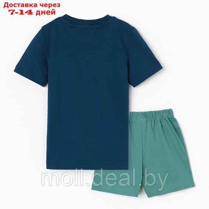 Комплект для мальчика (футболка/шорты) "Экскаватор", цвет т.синий/зеленый, р.116-122 - фото 5 - id-p227083467