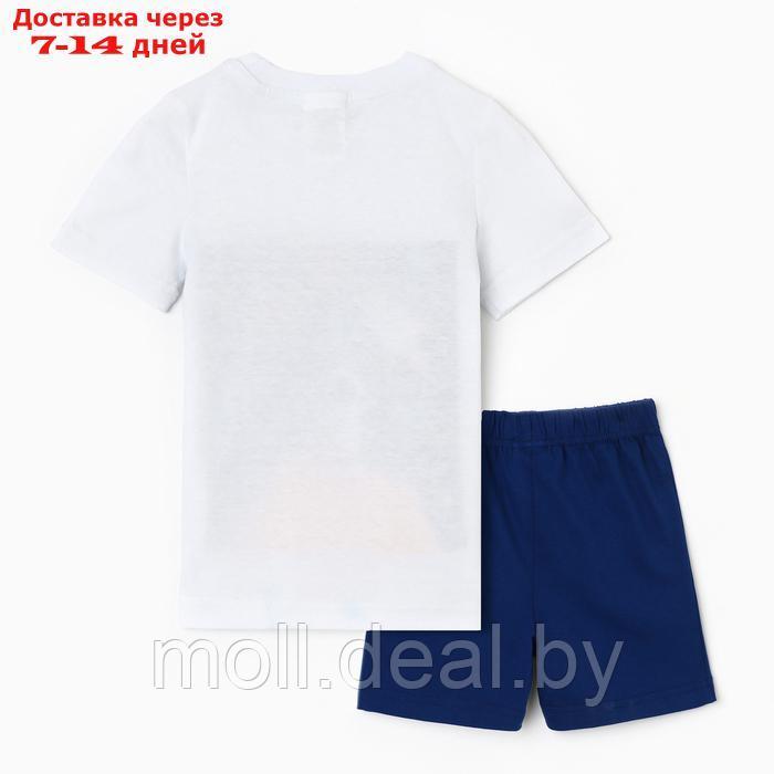 Комплект для мальчика (футболка/шорты) "Астронавт на луне", цвет белый/синий, рост 134-140 - фото 5 - id-p227083470