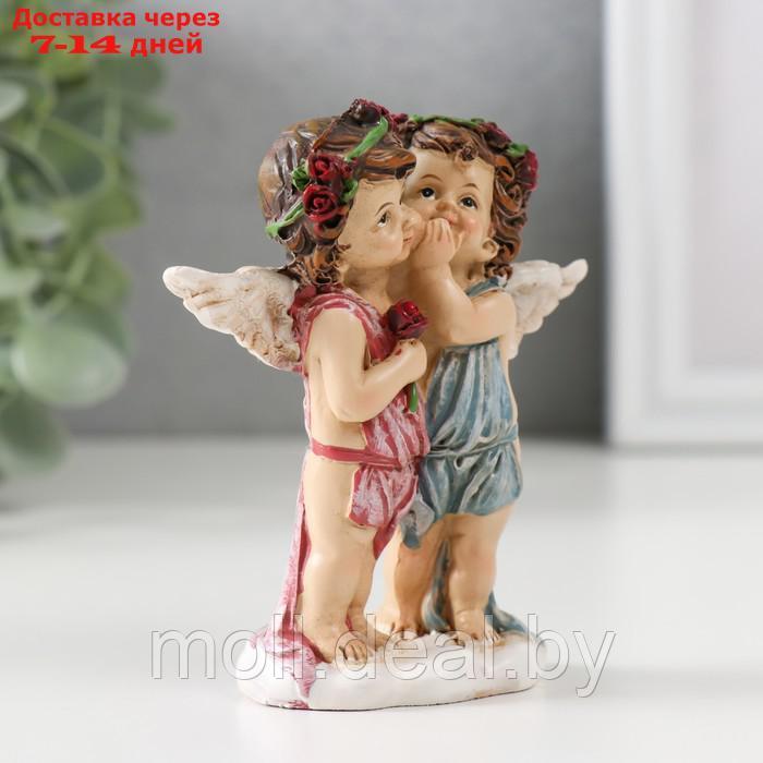 Сувенир полистоун "Два ангела в веночках с розами секретничают" 9х8,5х3,5 см - фото 2 - id-p227081482