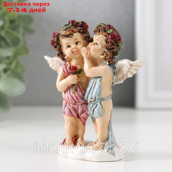 Сувенир полистоун "Два ангела в веночках с розами секретничают" 9х8,5х3,5 см - фото 4 - id-p227081482