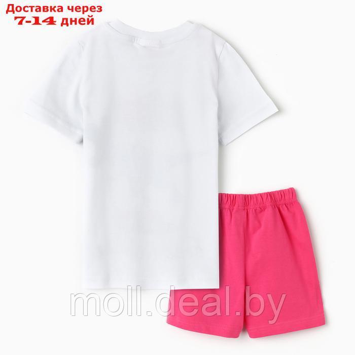 Комплект для девочки (футболка/шорты) "Клубничка", цвет белый/розовый, р.110-116 - фото 5 - id-p227083472