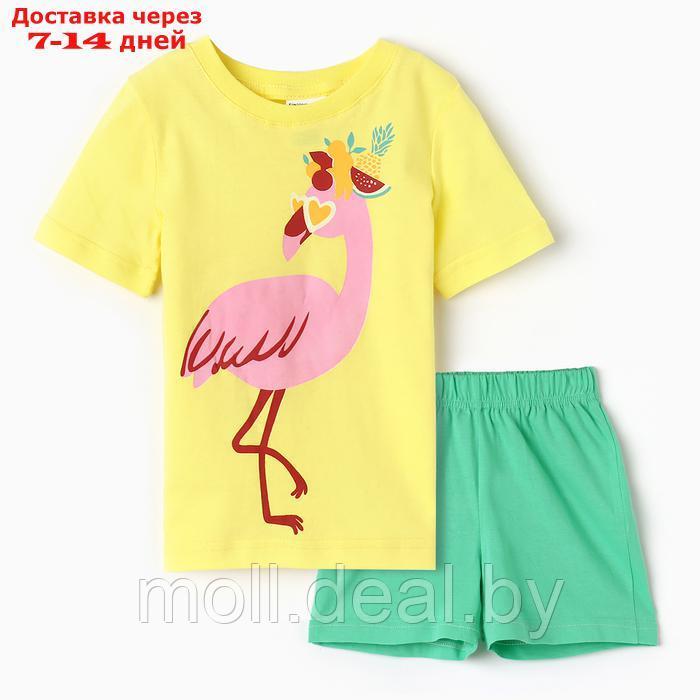 Комплект для девочки (футболка/шорты), цвет желтый/св.зелёный, рост 110-116 - фото 1 - id-p227083476