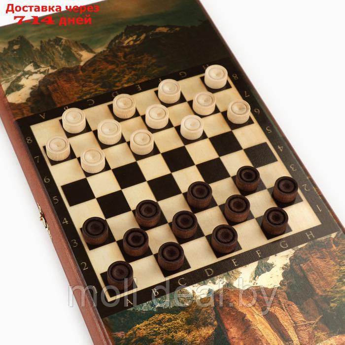 Нарды "Лев" деревянная доска 40 х 40 см, с полем для игры в шашки - фото 4 - id-p227075535