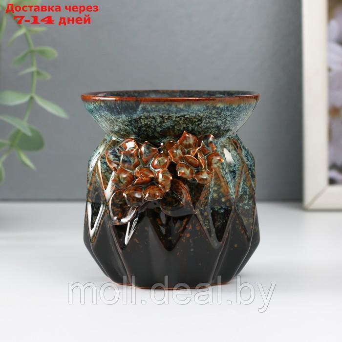Аромалампа керамика "Узоры и рельеф" коричневая 8х8х8,4 см