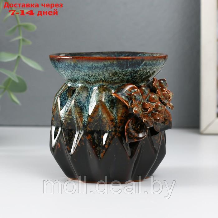 Аромалампа керамика "Узоры и рельеф" коричневая 8х8х8,4 см - фото 3 - id-p227081495