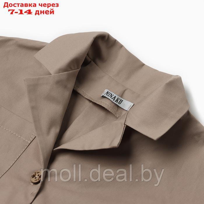 Костюм для девочки (Рубашка и шорты) MINAKU, цвет бежевый, рост 134 см - фото 5 - id-p227084479