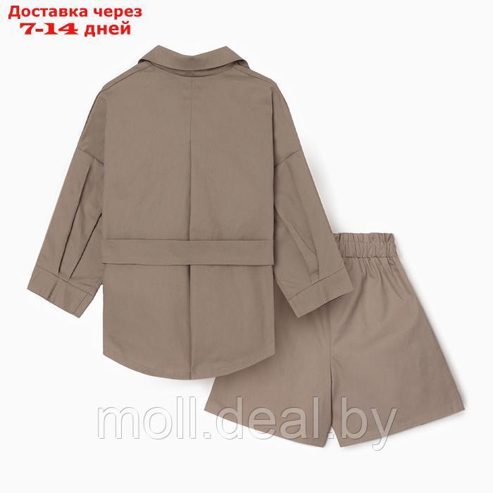 Костюм для девочки (Рубашка и шорты) MINAKU, цвет бежевый, рост 134 см - фото 8 - id-p227084479