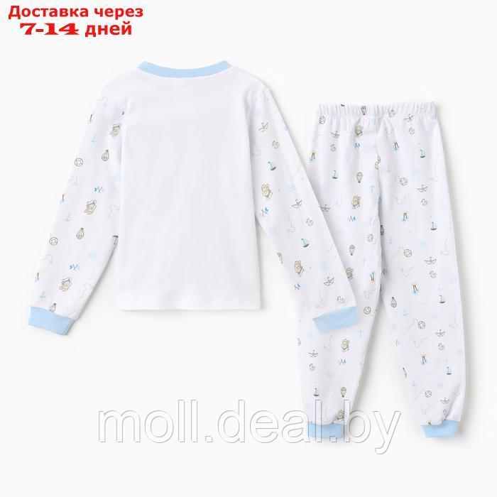 Пижама детская, цвет, белый/голубой, рост 122 (6 г) - фото 6 - id-p227083487