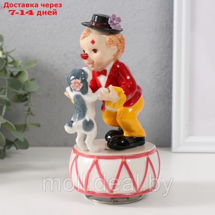 Сувенир керамика музыкальный "Клоун танцует с собачкой на барабане" 8х9,5х16,5 см - фото 1 - id-p227080502
